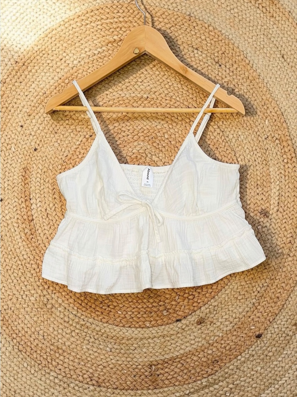 Nordstrom Abound White Cotton Guaze Sleeveless Cropped Flowy Blouse XL